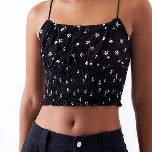 LA Hearts/PAC SUN crop top women’s size small Black w/white flowers